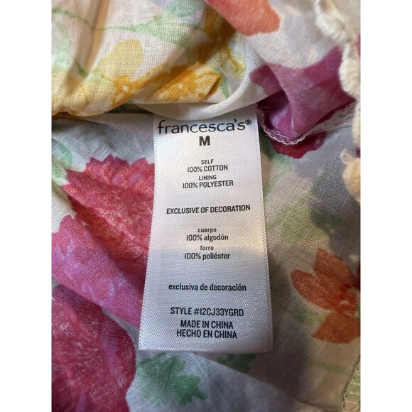 Francesca’s Ada Crochet Trim Floral Top Tie Shoulder Sleeves NWT Sz Medium - Picture 7 of 8